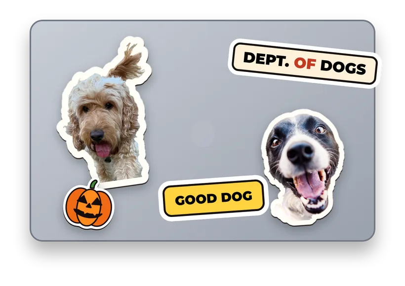 Mockup: dog stickers on a laptop lid