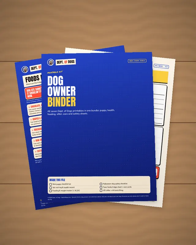 Dog Owner Binder Bundle printed out, the whole binder